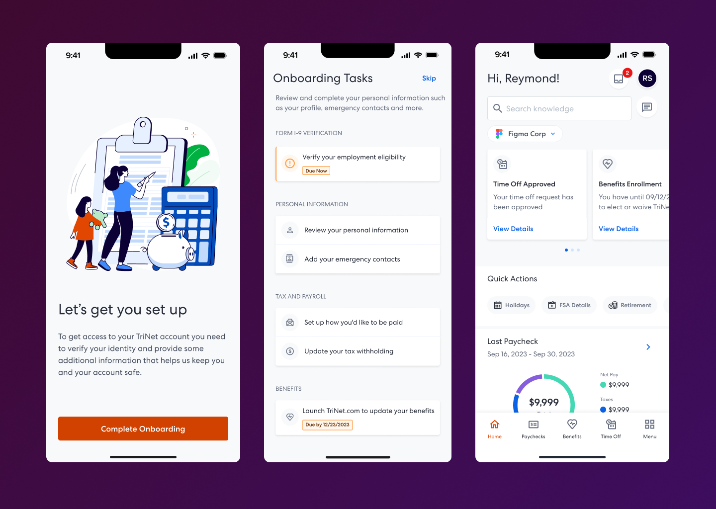 TriNet Mobile Dashboard